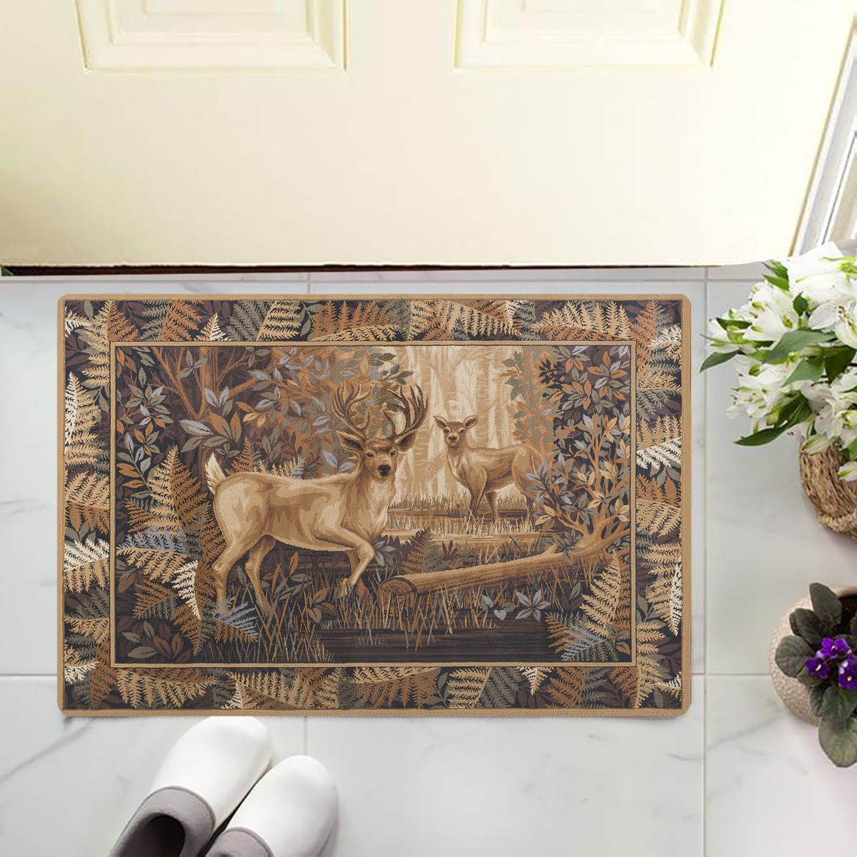 Hunting Outdoor Rug - Keset Flanel Antik Royal Hunting Deer