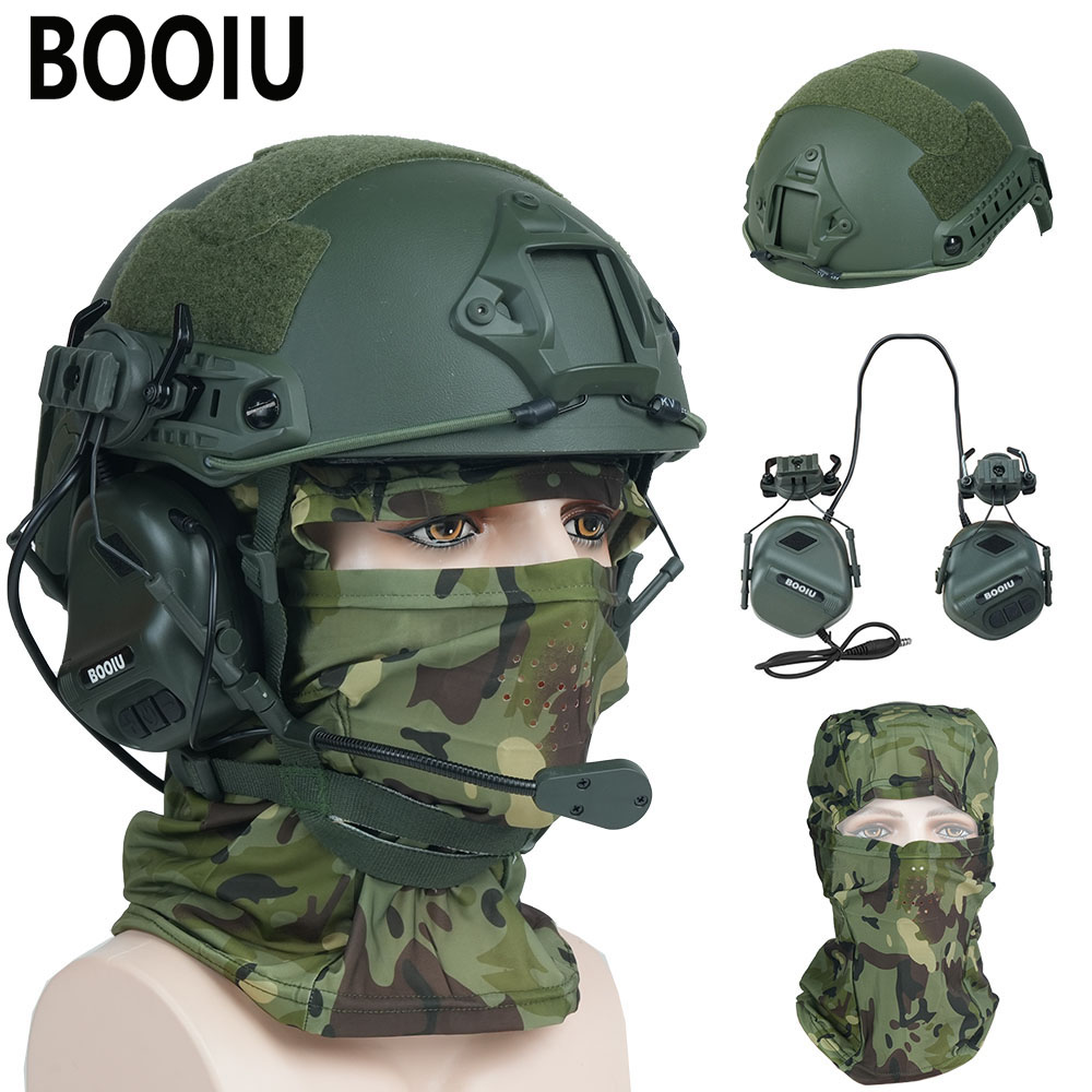Outdoor Hunting Kit - BOOIU Set Helm Airsoft Taktis Dapat