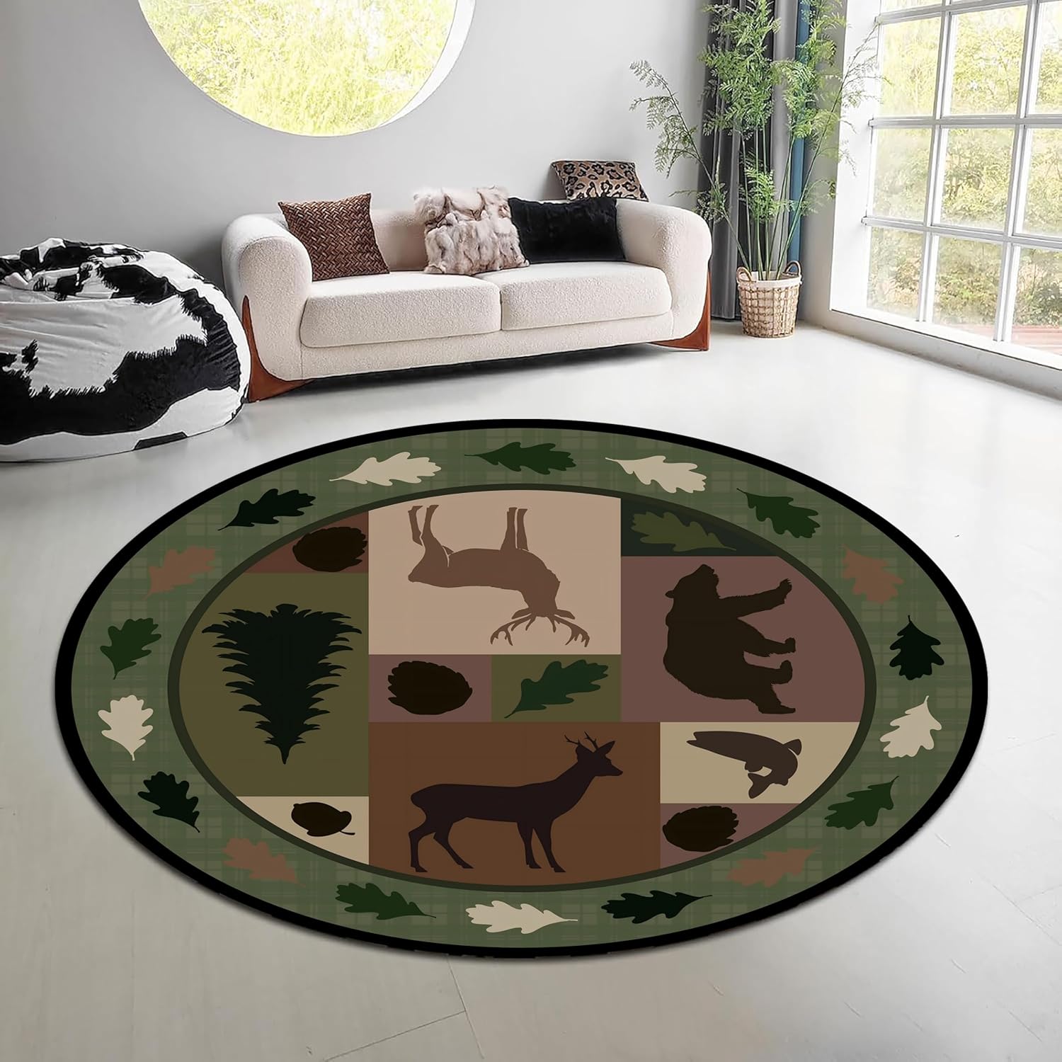Hunting Outdoor Rug - Karpet Bulat Motif Alam Hutan Vintage