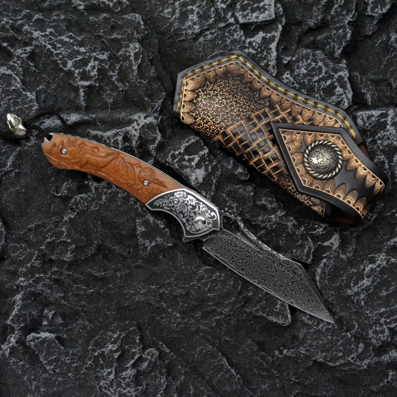 Pisau Lipat Baja Damaskus Pola - Outdoor Hunting Gifts ulasan dan harga
