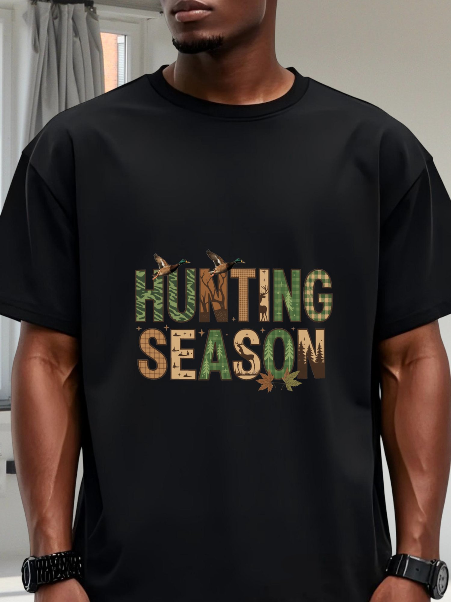 Kaos Katun Hitam Motif Kamufla - Outdoor Hunting Gifts ulasan dan harga