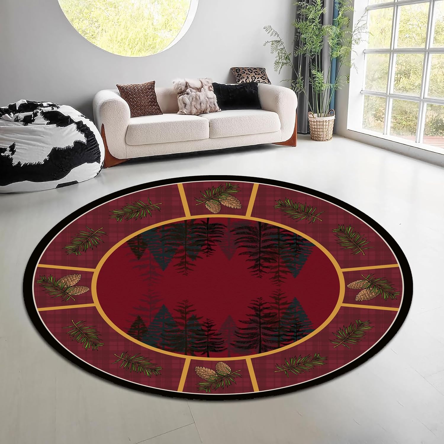 Karpet Bulat Motif Alam Hutan  - Hunting Outdoor Rug ulasan dan harga