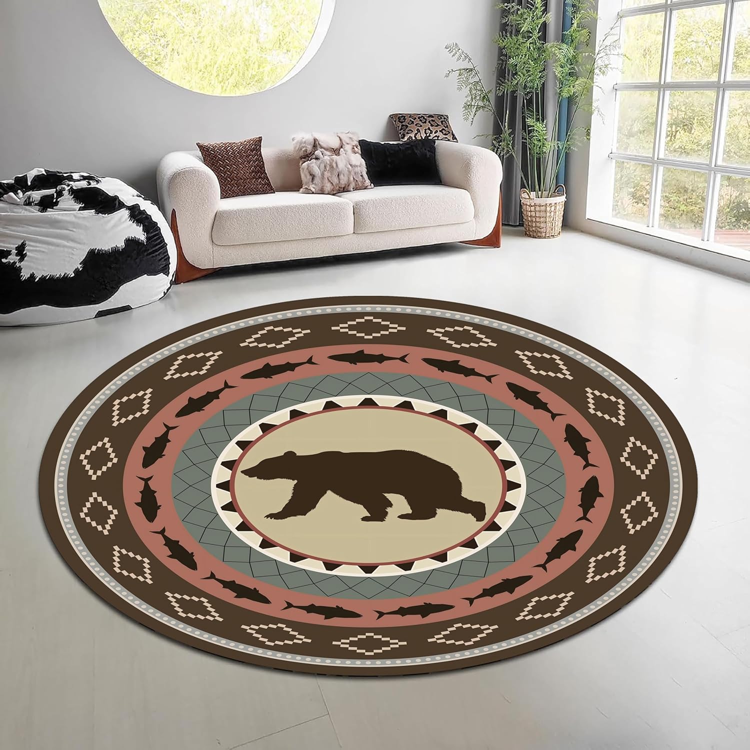 Karpet Bulat Motif Alam Hutan  - Hunting Outdoor Rug ulasan dan harga